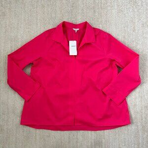 NWT Foxcroft Agnes V-Neck Popover Cotton Blouse Top XL